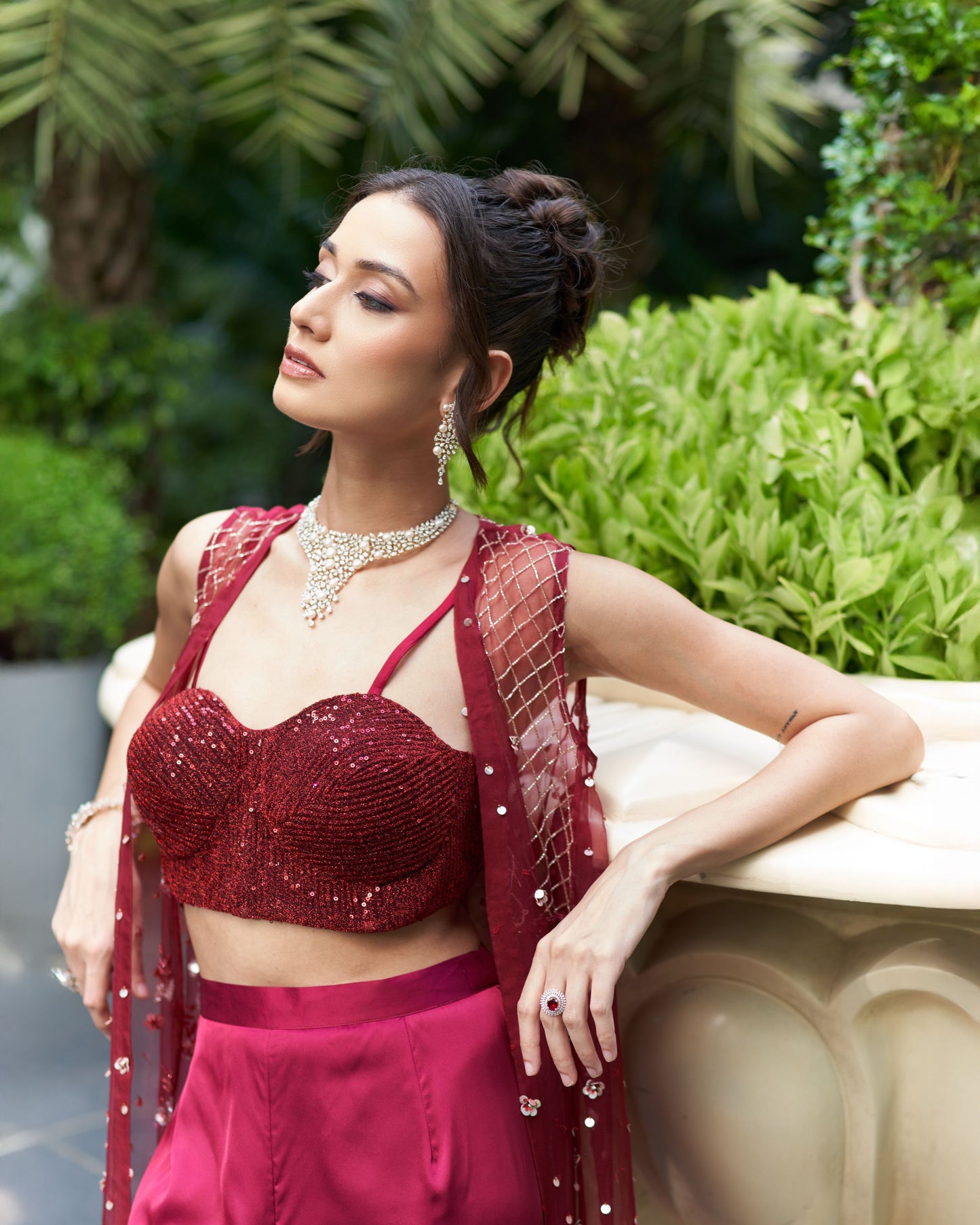 Sleeveless Jacket With Bustier And Pants