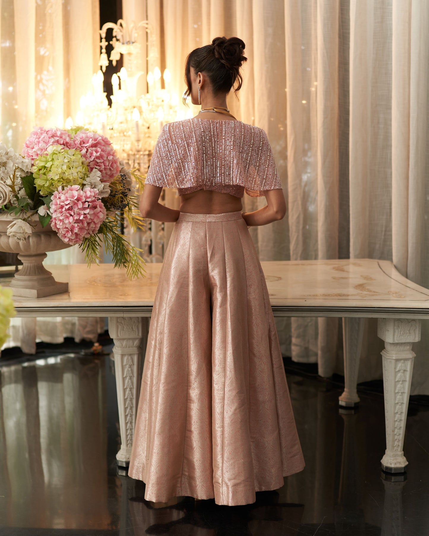 Bustier With Cape And Sharara