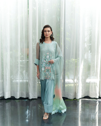 Kalidar Shirt With Fershi Salwar And Dupatta