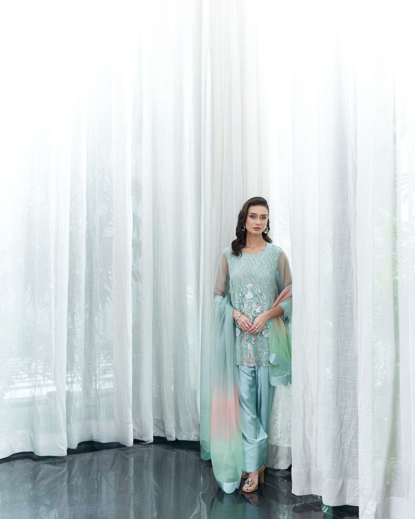 Kalidar Shirt With Fershi Salwar And Dupatta