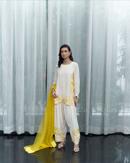 Short Shirt With Fershi Salwar And Dupatta