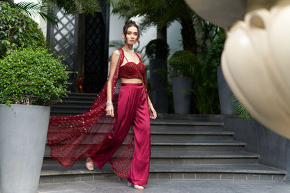 Sleeveless Jacket With Bustier And Pants