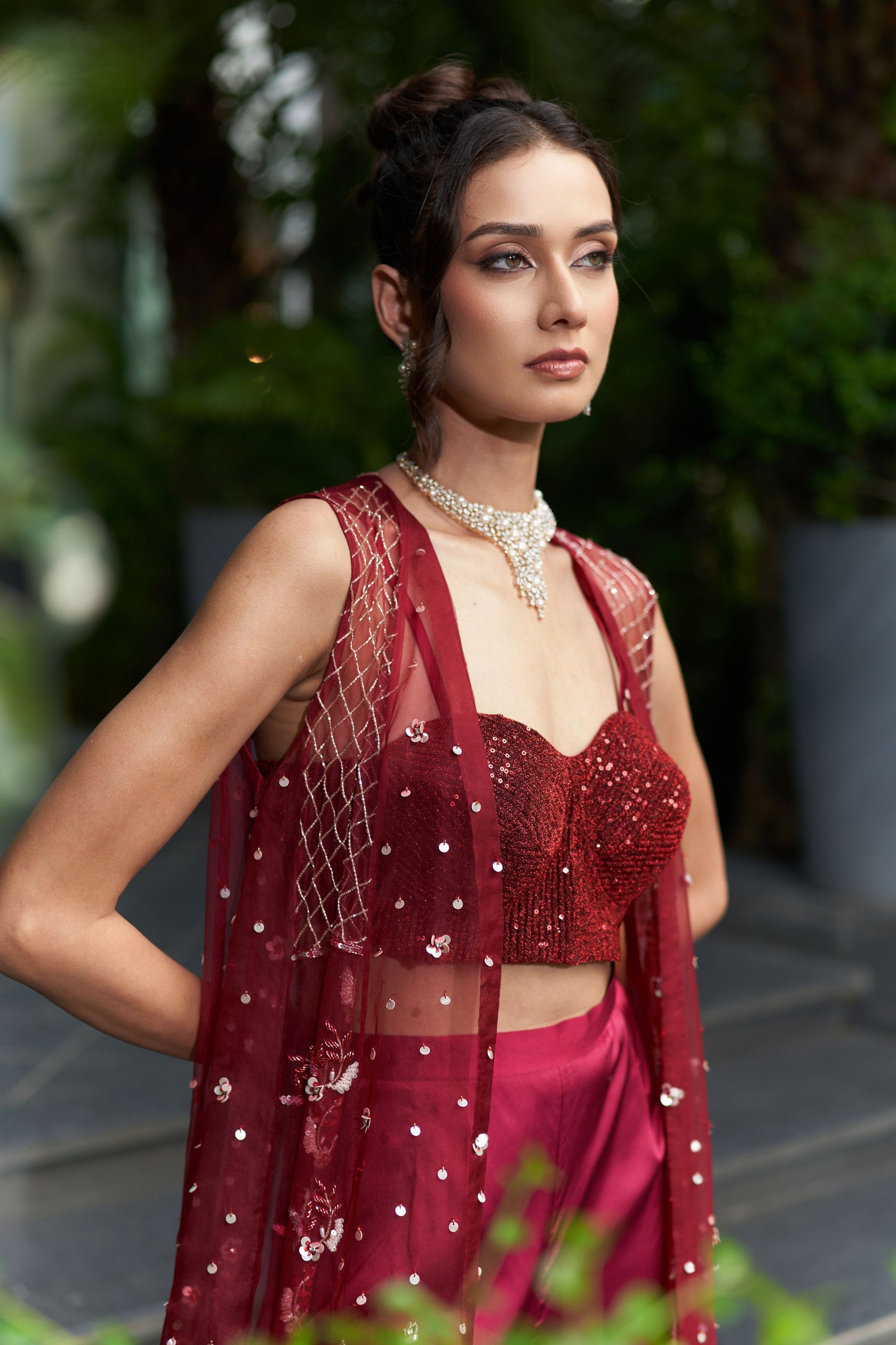 Sleeveless Jacket With Bustier And Pants