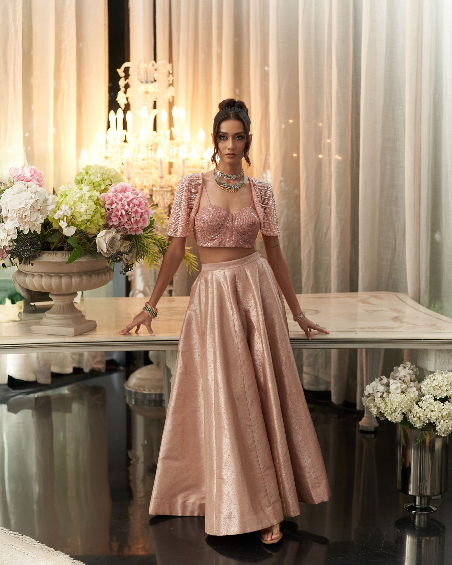 Bustier With Cape And Sharara