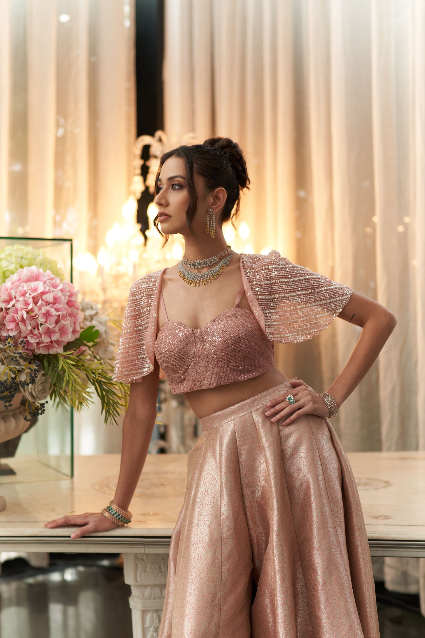 Bustier With Cape And Sharara