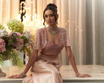 Bustier With Cape And Sharara