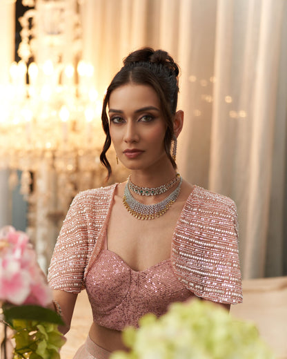 Bustier With Cape And Sharara