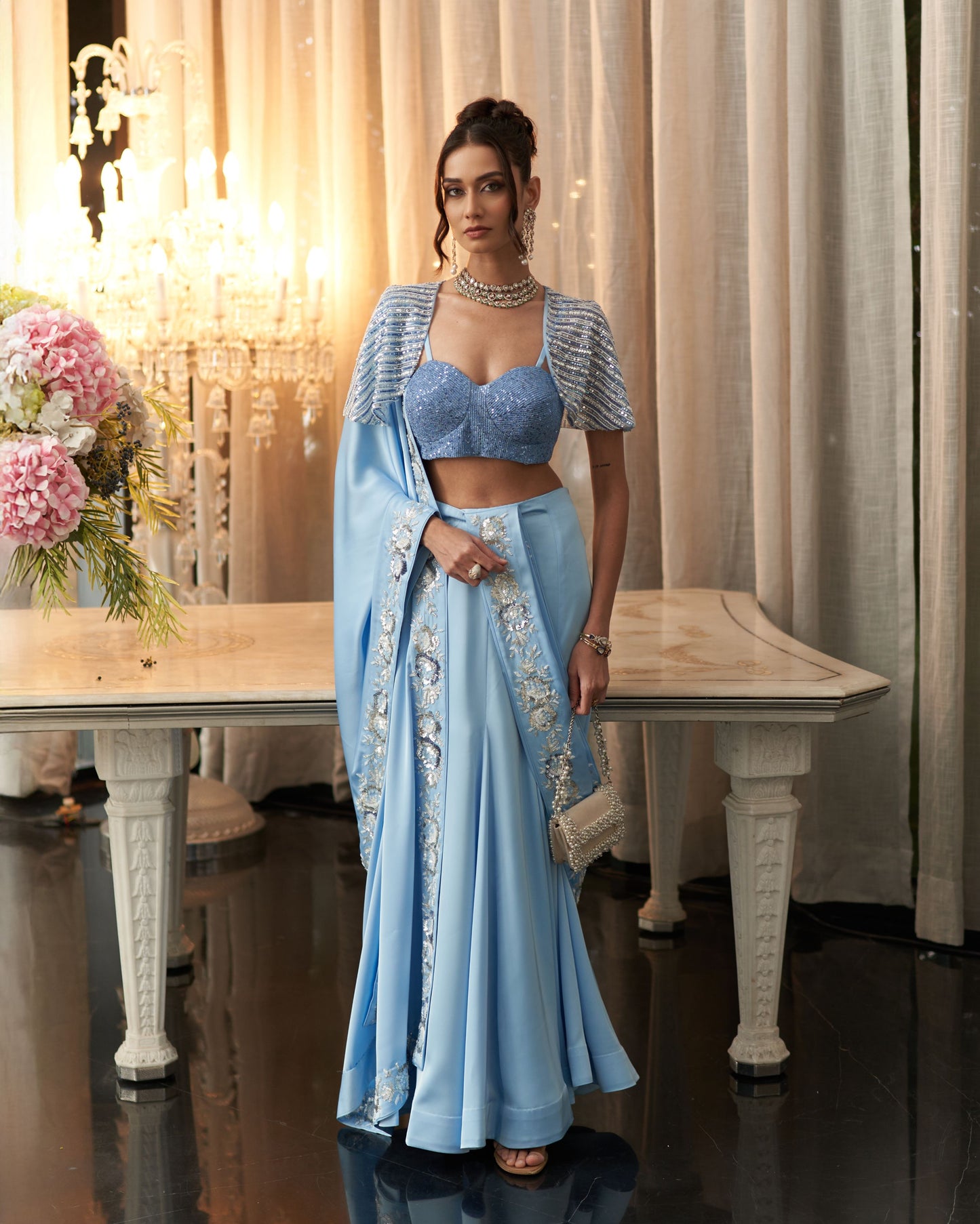 Drape Saree With Blouse And Cape