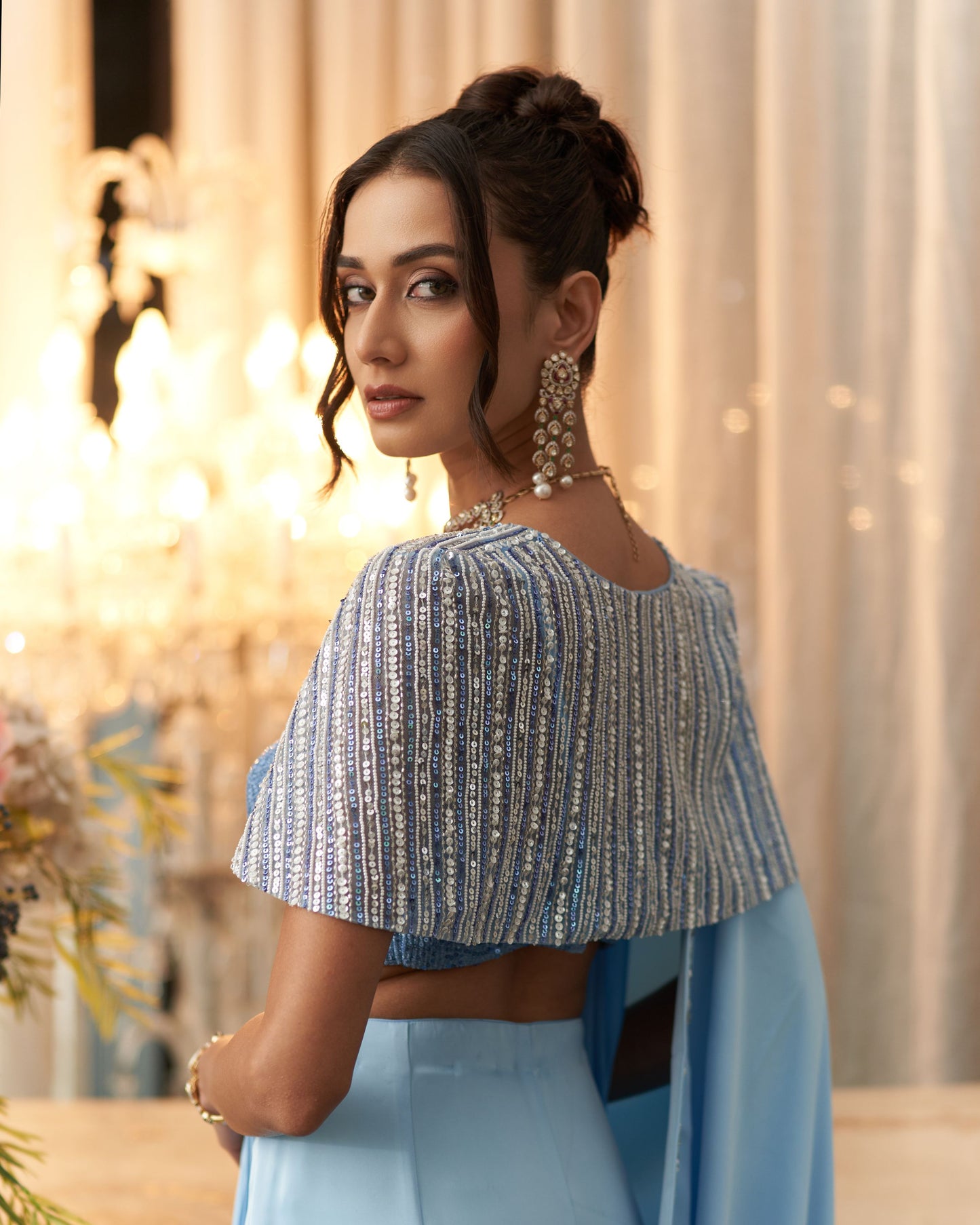 Drape Saree With Blouse And Cape