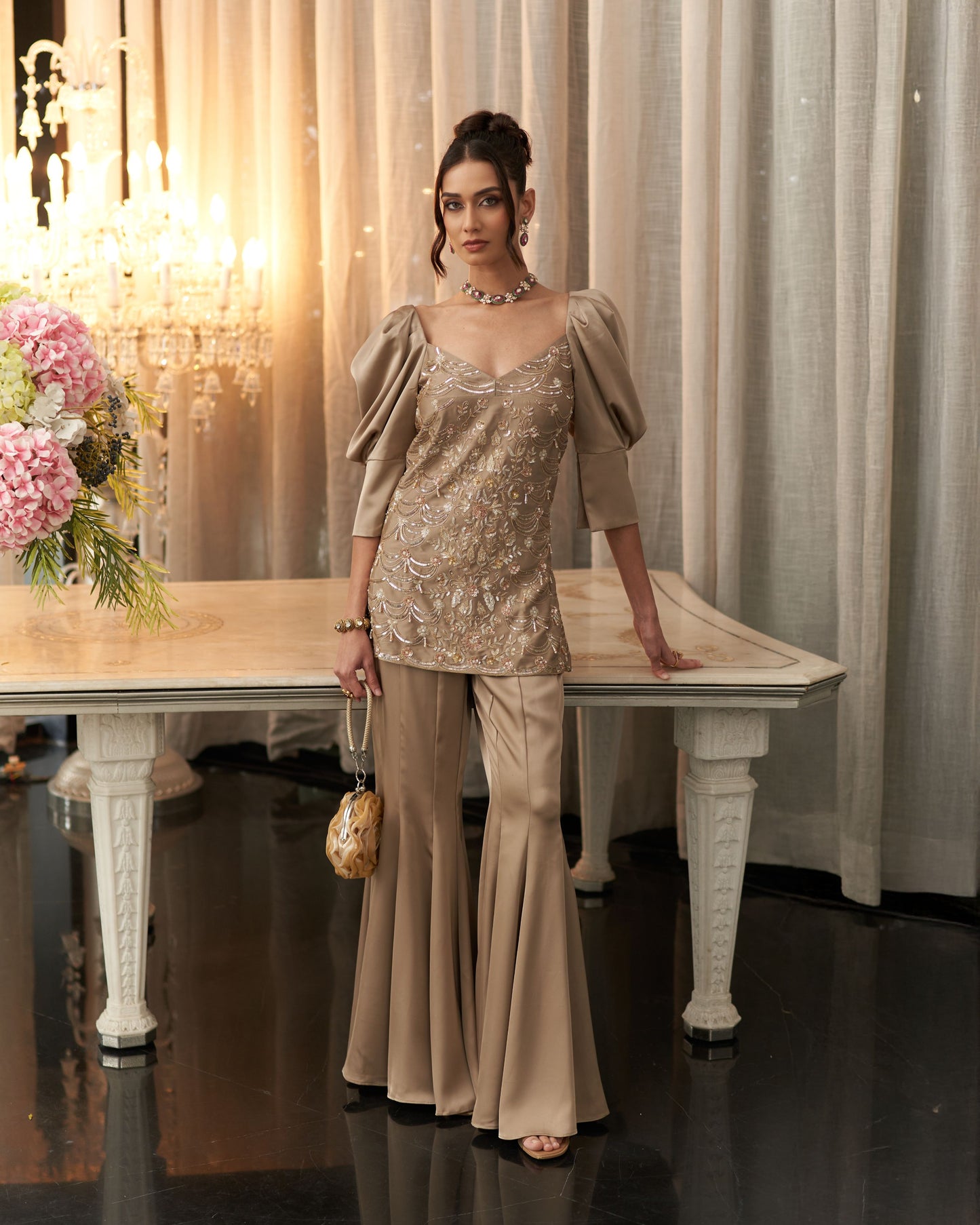 Puff Sleeve Shirt With Sharara