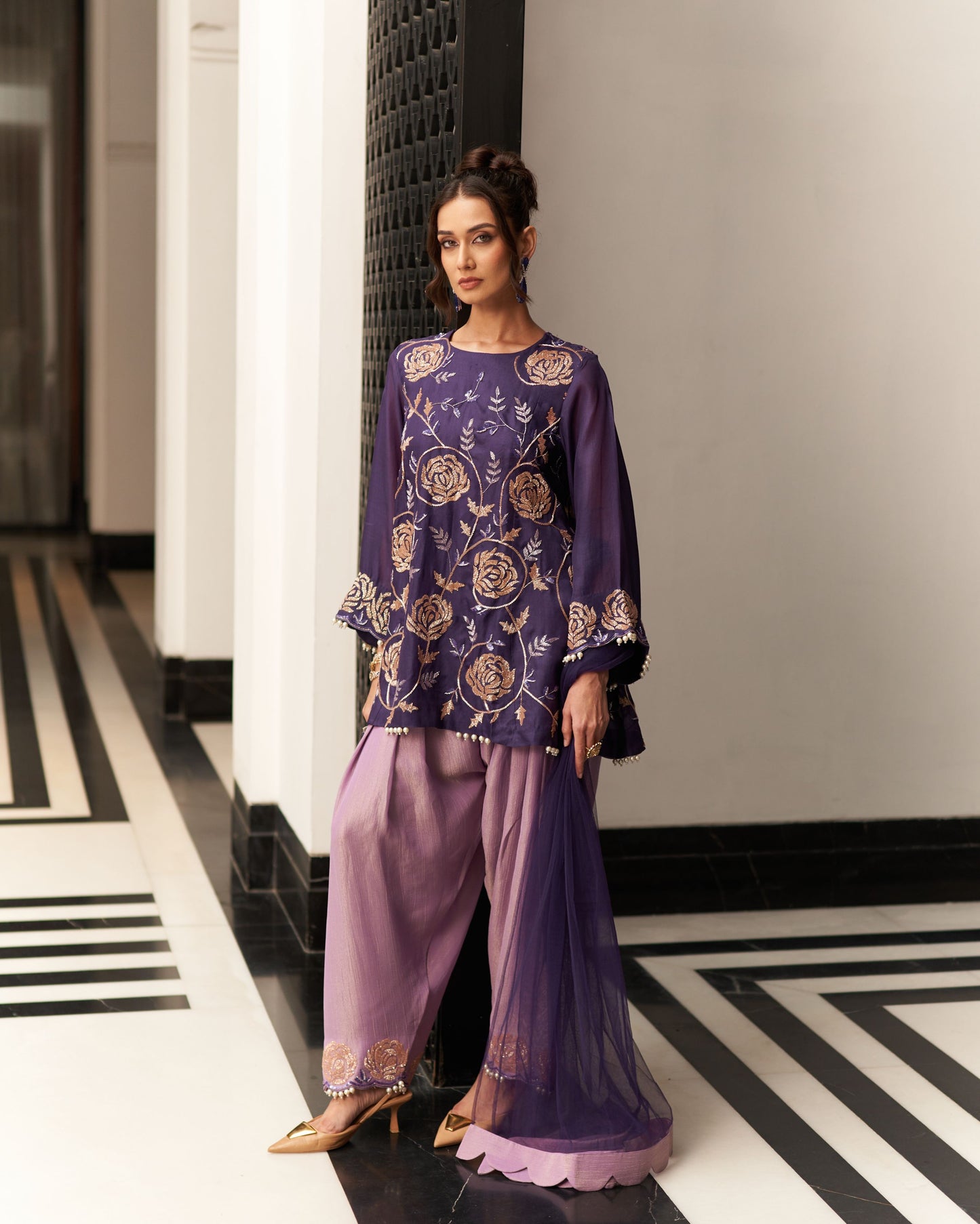Kalidar Short Shirt With Fershi Salwaar