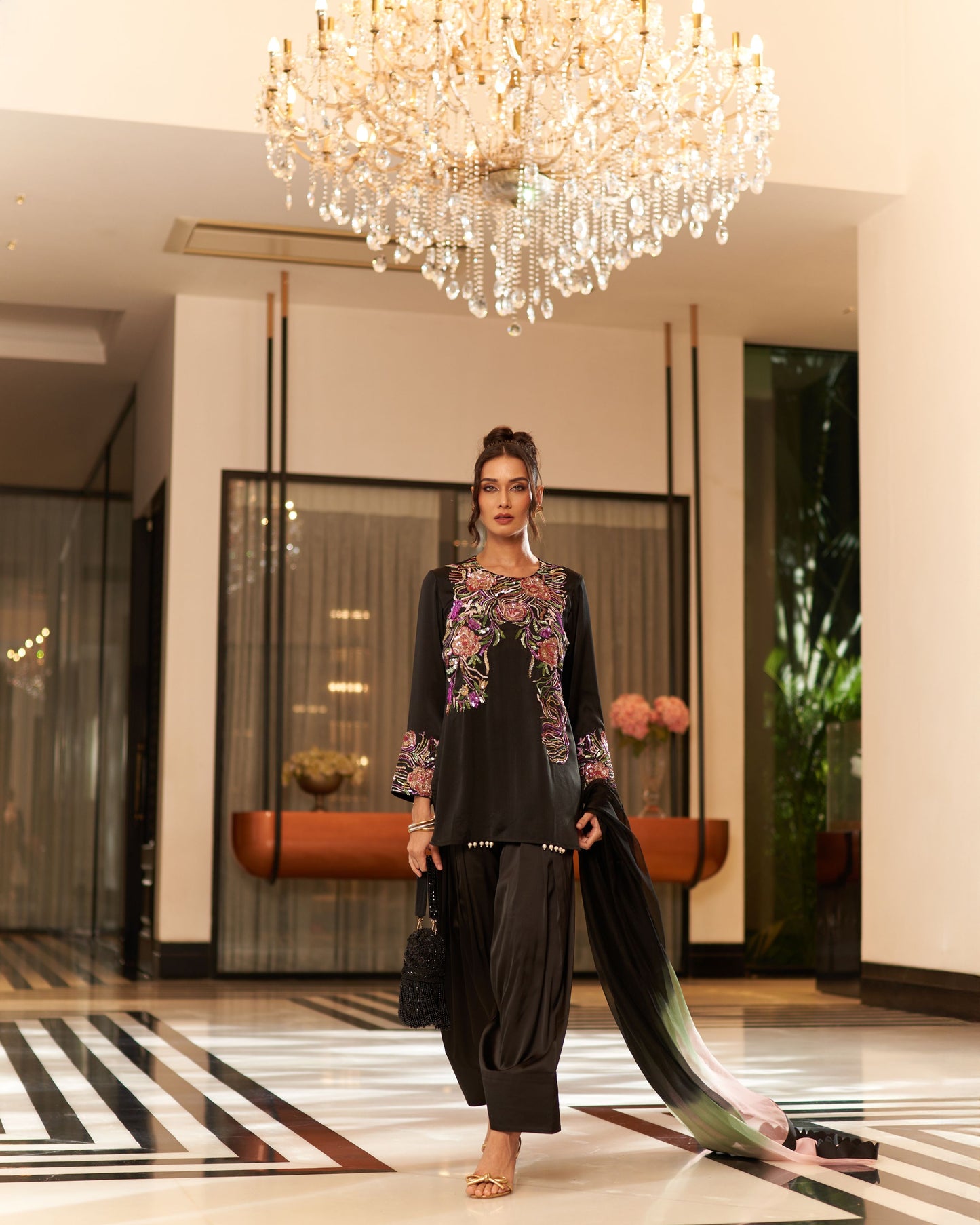 Short Shirt With Fershi Salwar And Dupatta