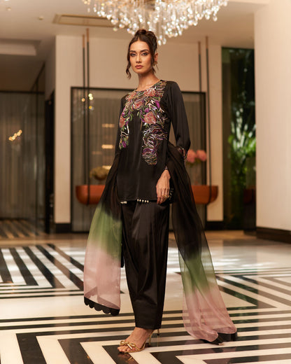 Short Shirt With Fershi Salwar And Dupatta